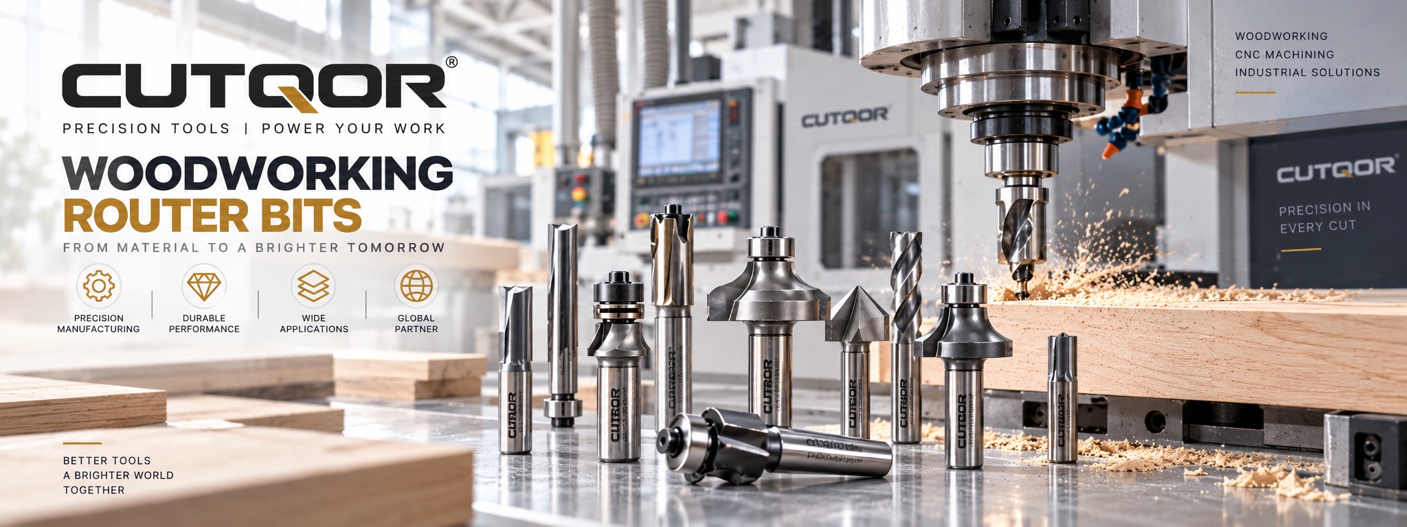 CUTQOR woodworking router bits for CNC machining