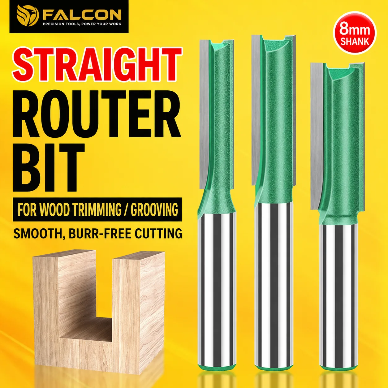 Double-Flute Straight Router Bit 8 × 12 × 30 - product view 1