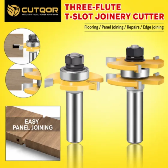 CUTQOR Three-Flute T-Slot Joinery Cutter Sets