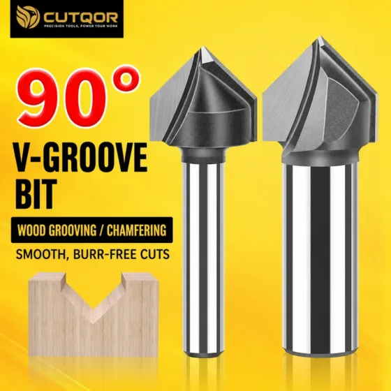 CUTQOR 1/4-inch shank 90-degree V-groove router bits