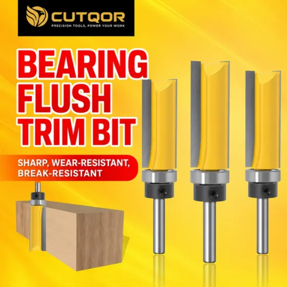 CUTQOR Bearing-Guided Flush-Trim & Three-Flute Router Bits