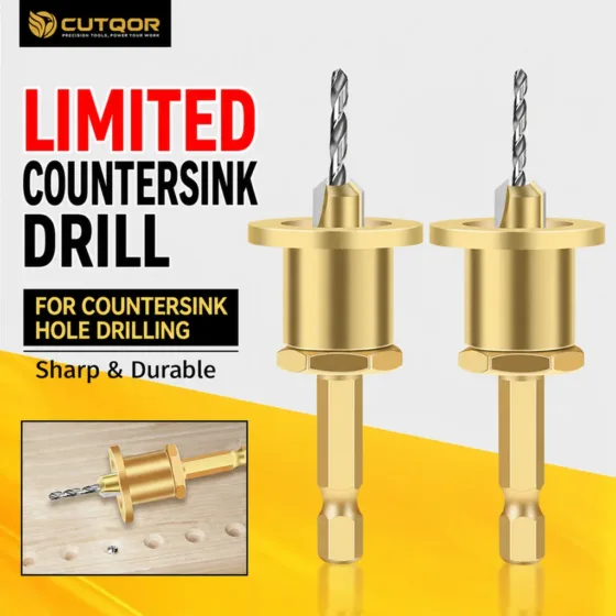CUTQOR Adjustable Depth-Stop Countersink Drill Bits