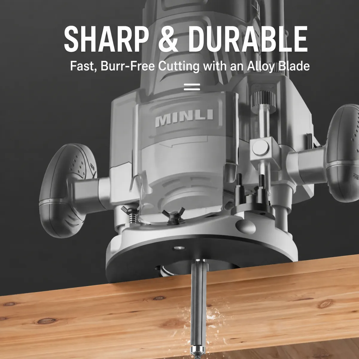 Extended flush-trim bit making a clean wood edge cut
