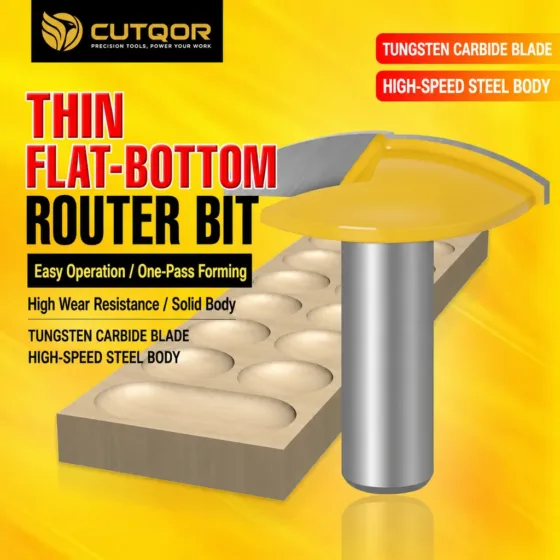 CUTQOR thin flat-bottom bowl and tray router bit