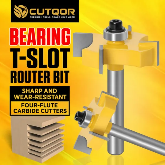 Four-Flute Bearing T-Slot Router Bits
