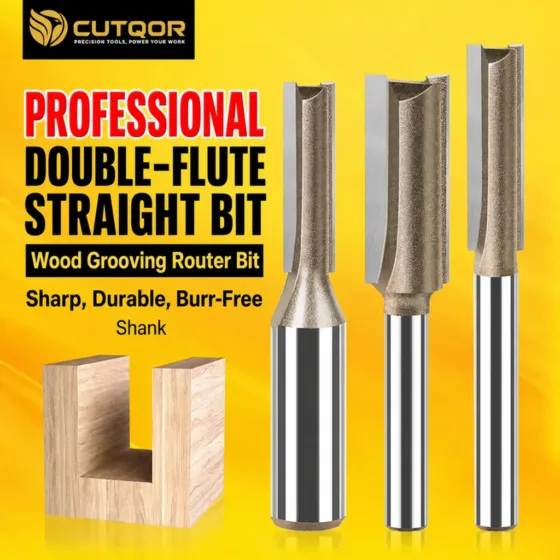 CUTQOR Professional Single & Double-Flute Straight Router Bits