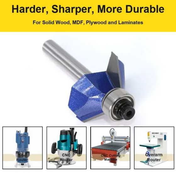 CUTQOR Professional 45° Chamfer & Round-Over Router Bit Set
