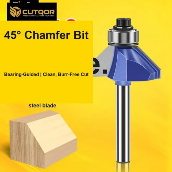 CUTQOR Professional 45° Chamfer Router Bit Sets