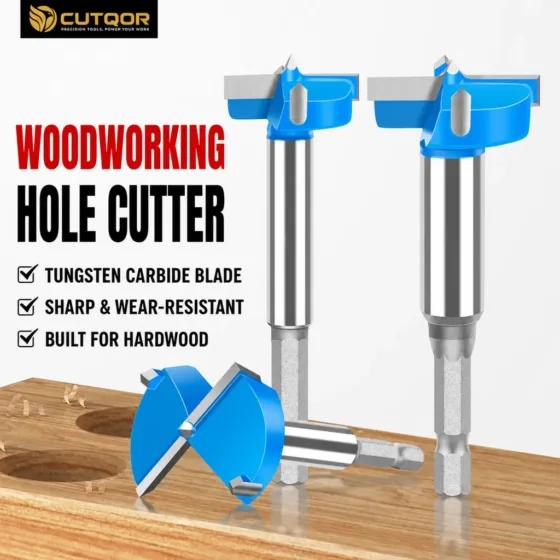CUTQOR 6.35 mm hex-shank woodworking hole cutter