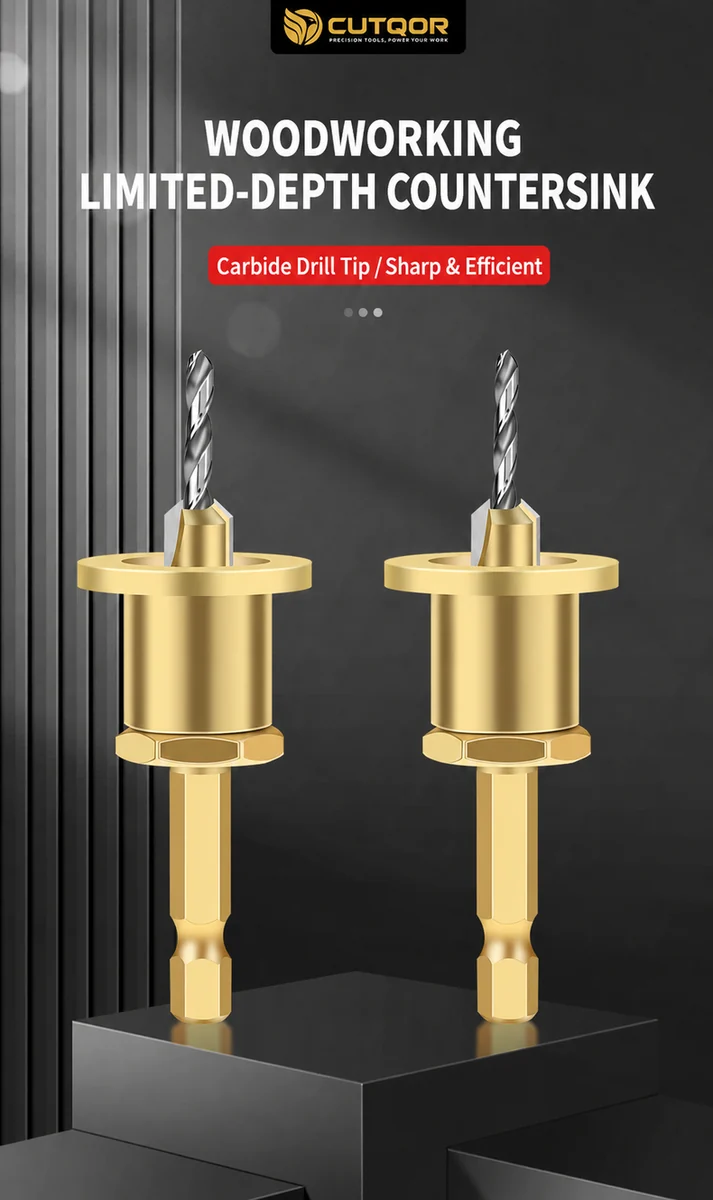 CUTQOR Adjustable Depth-Stop Countersink Drill Bits product view