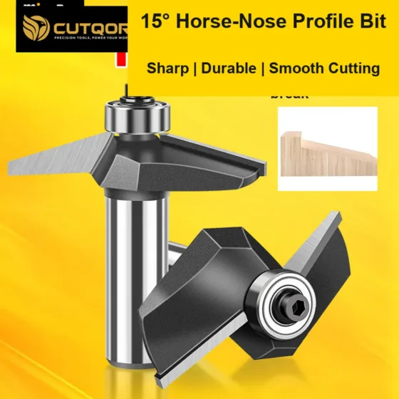 CUTQOR 15° Horse-Nose Profile & Bevel Door Panel Router Bits