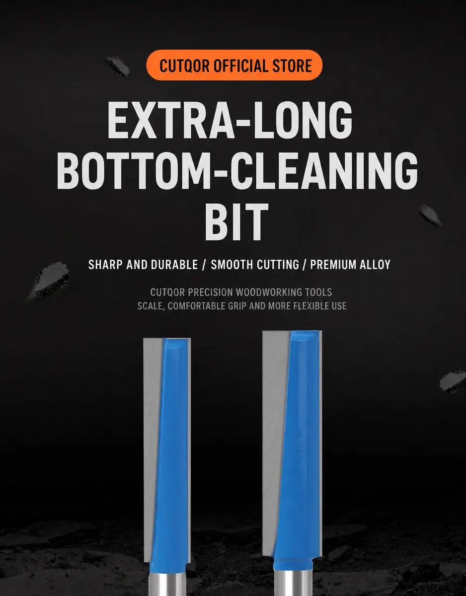 Extra-long bottom-cleaning router bit series