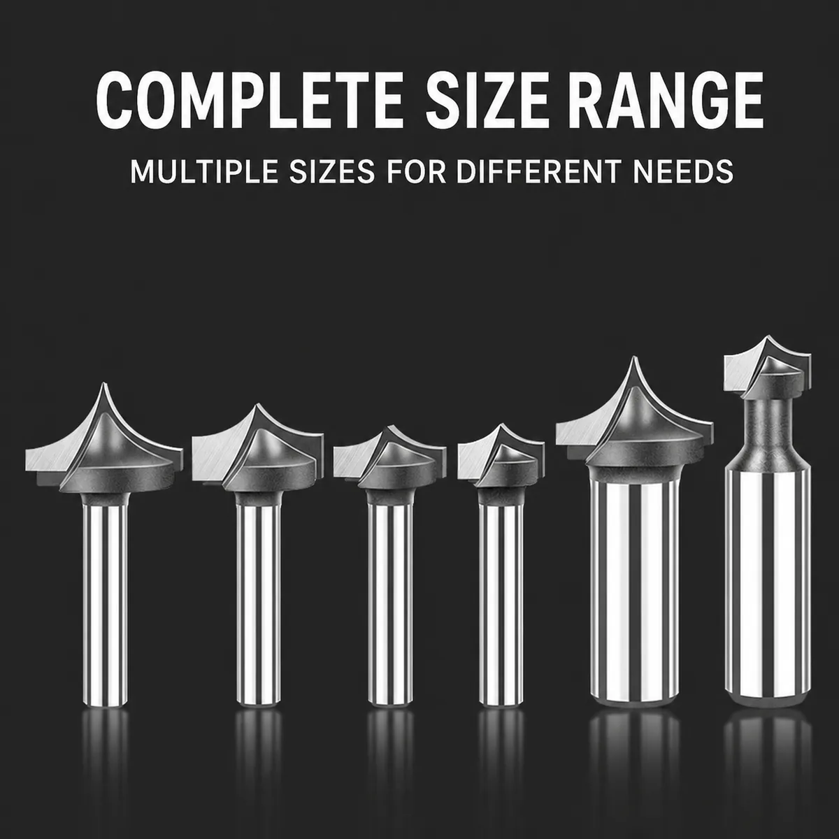 Complete Pointed-Nose Carving Bit Size Range