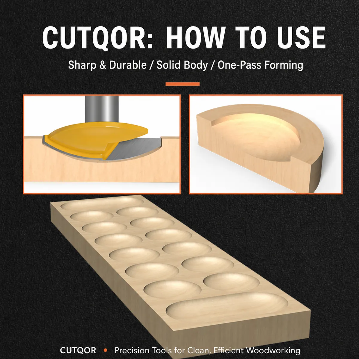Thin flat-bottom router bit for one-pass bowl and tray forming