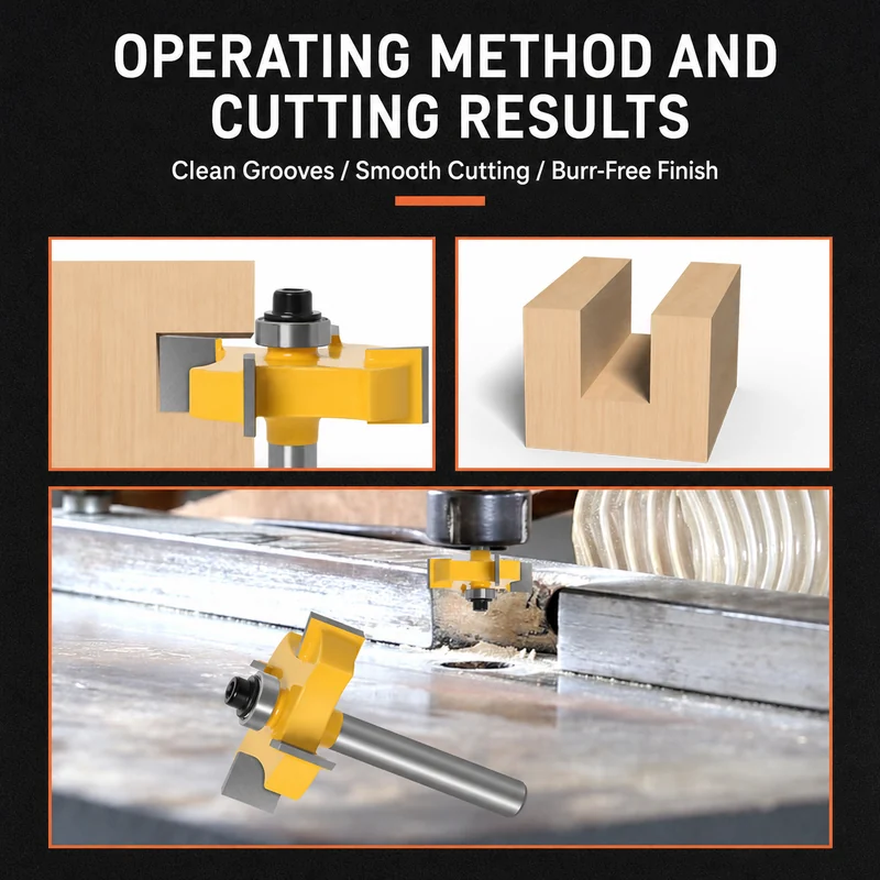 CUTQOR Four-Flute Bearing T-Slot Router Bits product detail