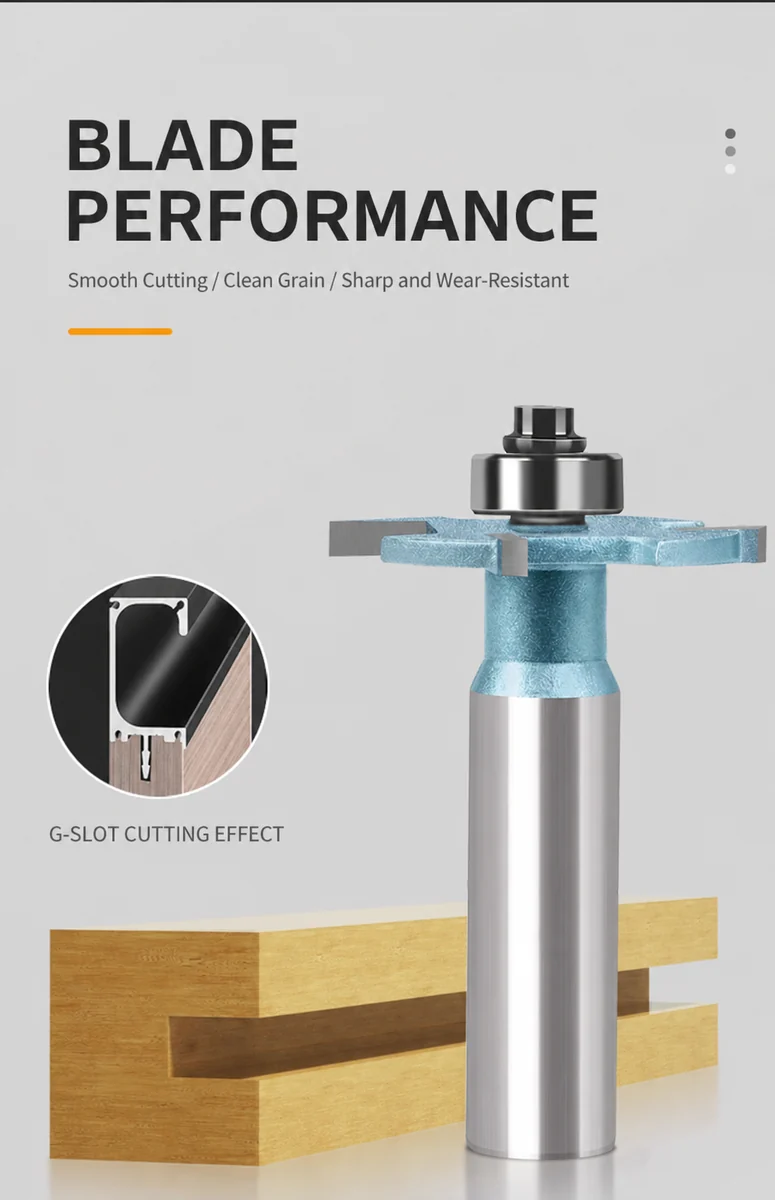 CUTQOR Narrow-Slot Four-Flute Bearing T-Slot Router Bits product detail
