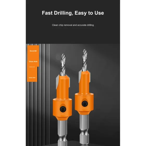 CUTQOR Hex-Shank Adjustable Countersink Drill Bit Sets