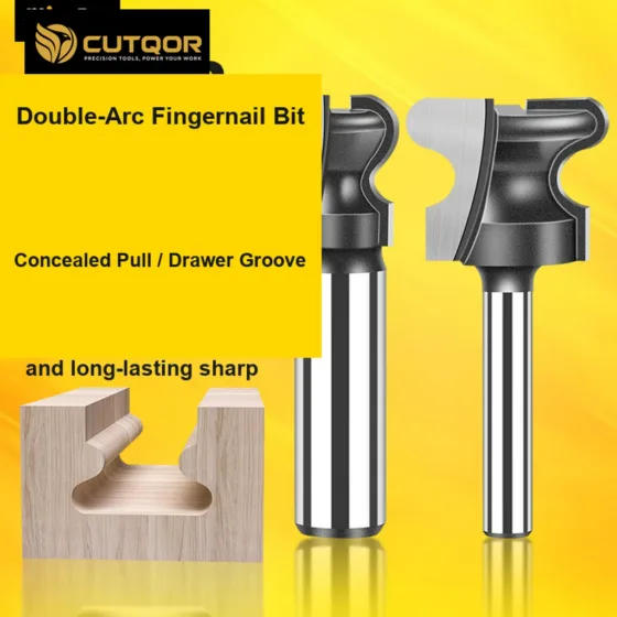 CUTQOR Double-Arc Fingernail Cabinet Pull Router Bits