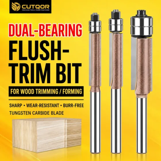 Professional Dual-Bearing Flush-Trim Router Bit Sets