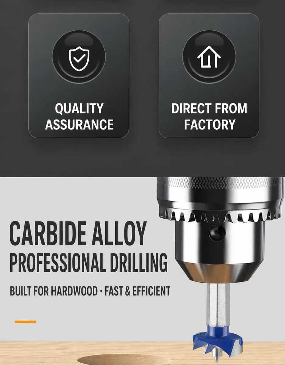 CUTQOR 6.35 mm hex-shank carbide wood hole cutter