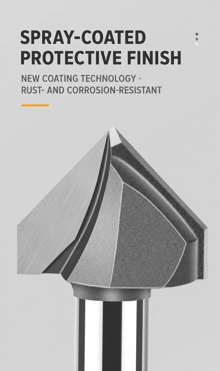 Protective coated 90-degree V-groove cutter finish