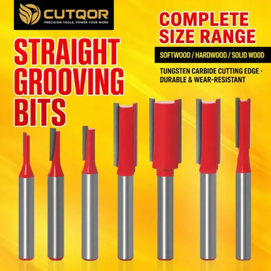 CUTQOR metric double-flute straight router bits