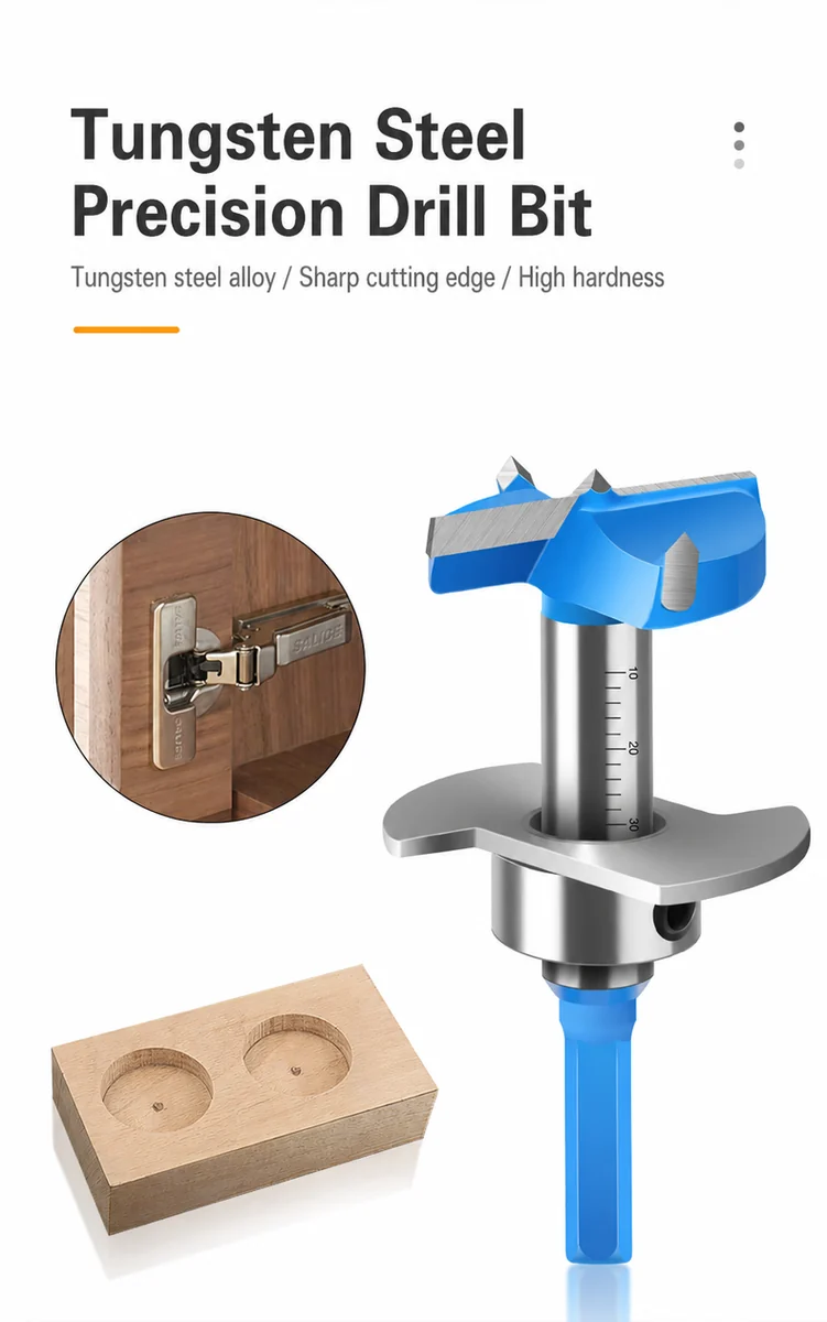 CUTQOR Adjustable Depth-Stop Hinge Boring Bits product detail