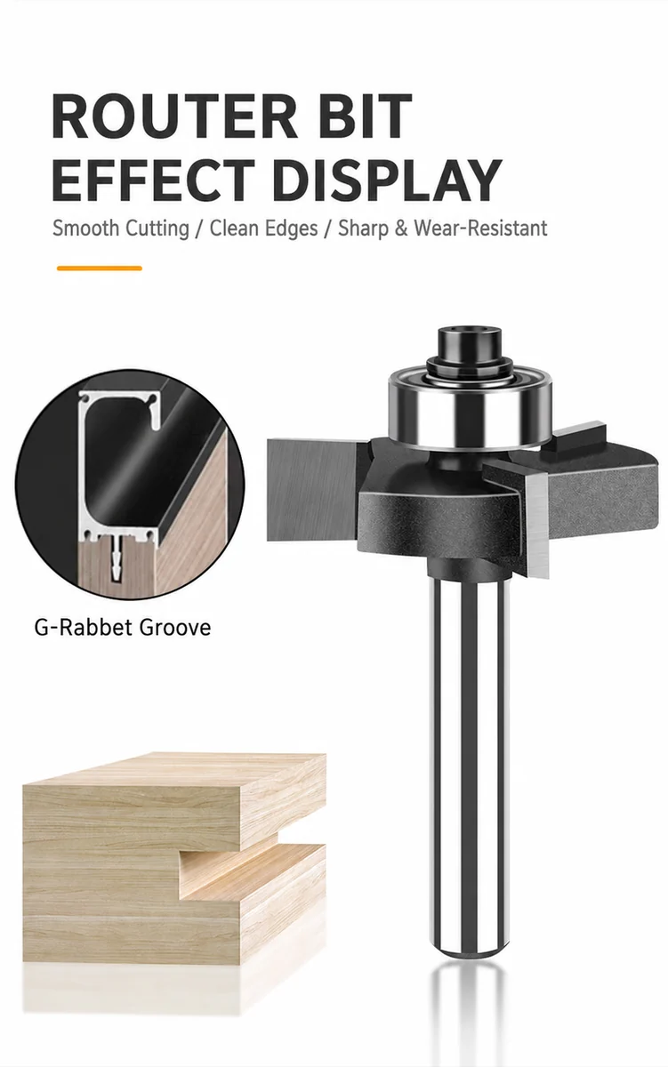 CUTQOR Three-Flute Bearing T-Slot Router Bits product detail