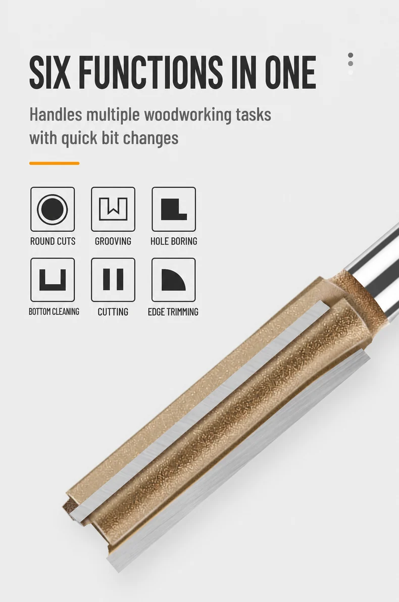 CUTQOR Professional Three-Flute Straight Router Bits product detail