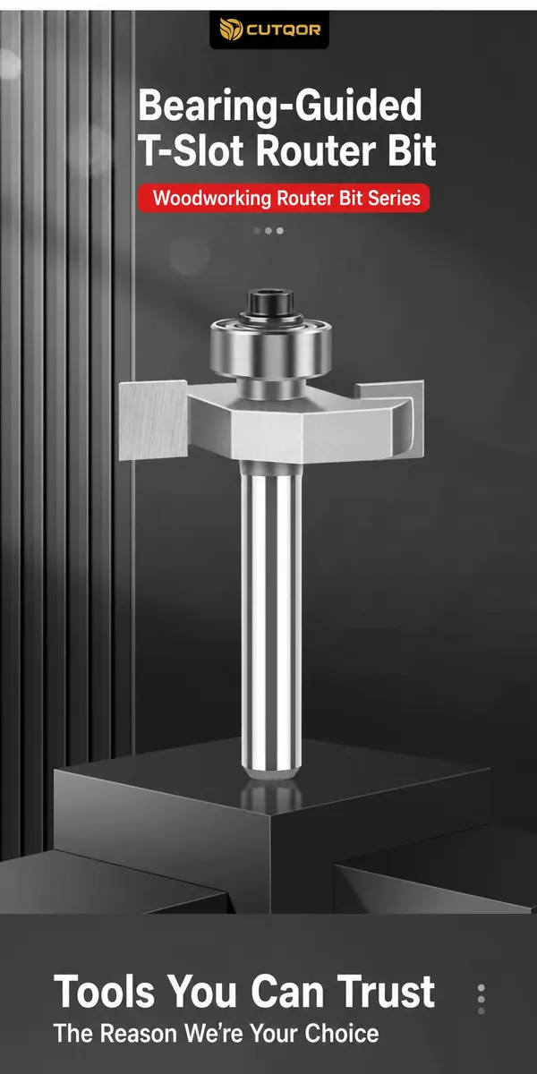 CUTQOR bearing-guided T-slot mortise and tenon router bit