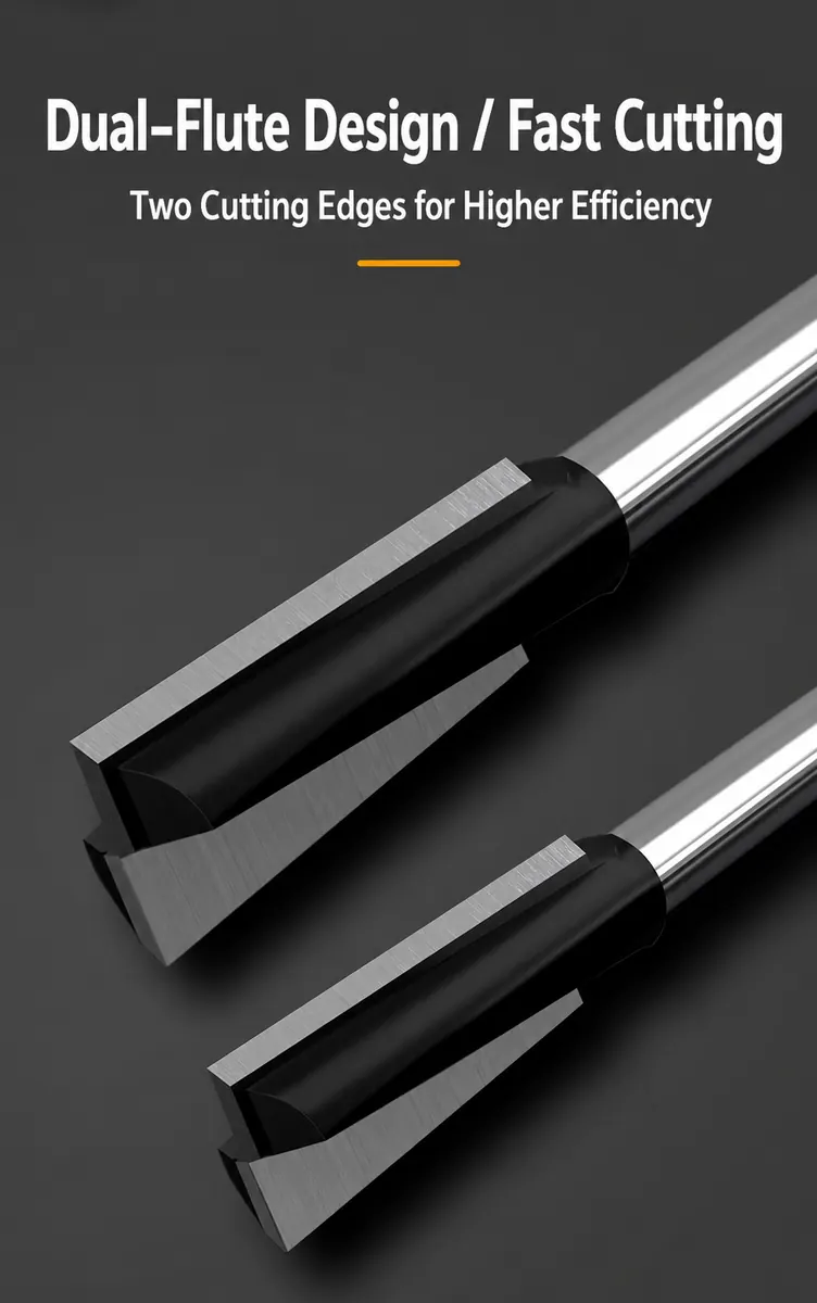 Dual-flute fast-cutting door mortising router bit