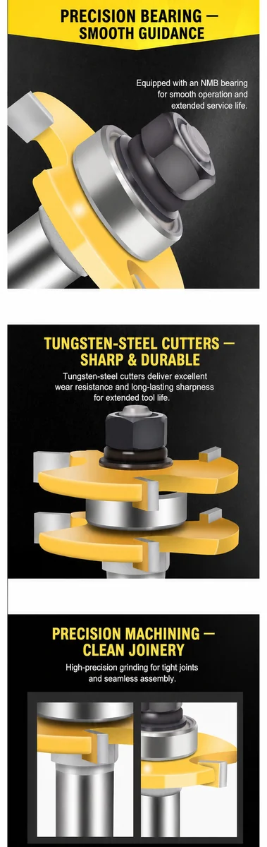 CUTQOR Three-Flute T-Slot Joinery Cutter Sets product detail