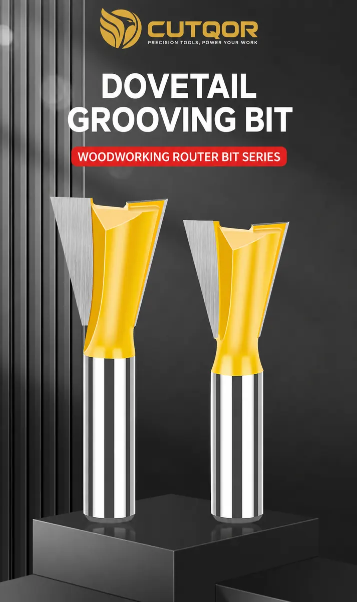 CUTQOR dovetail grooving router bit for woodworking joints and slots