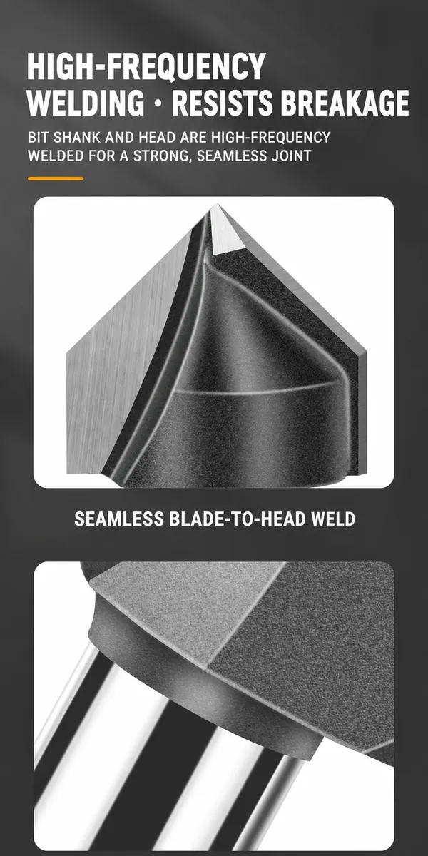 High-frequency welded V-groove cutter head and shank