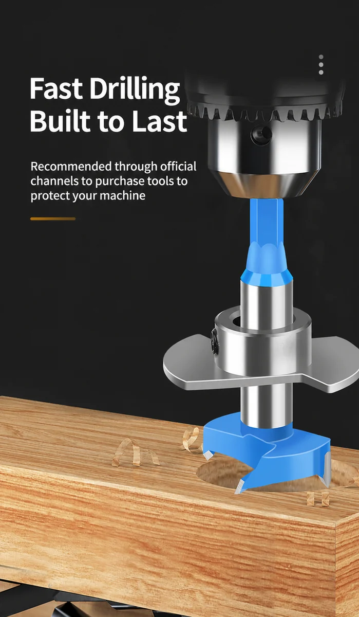 CUTQOR Adjustable Depth-Stop Hinge Boring Bits product detail