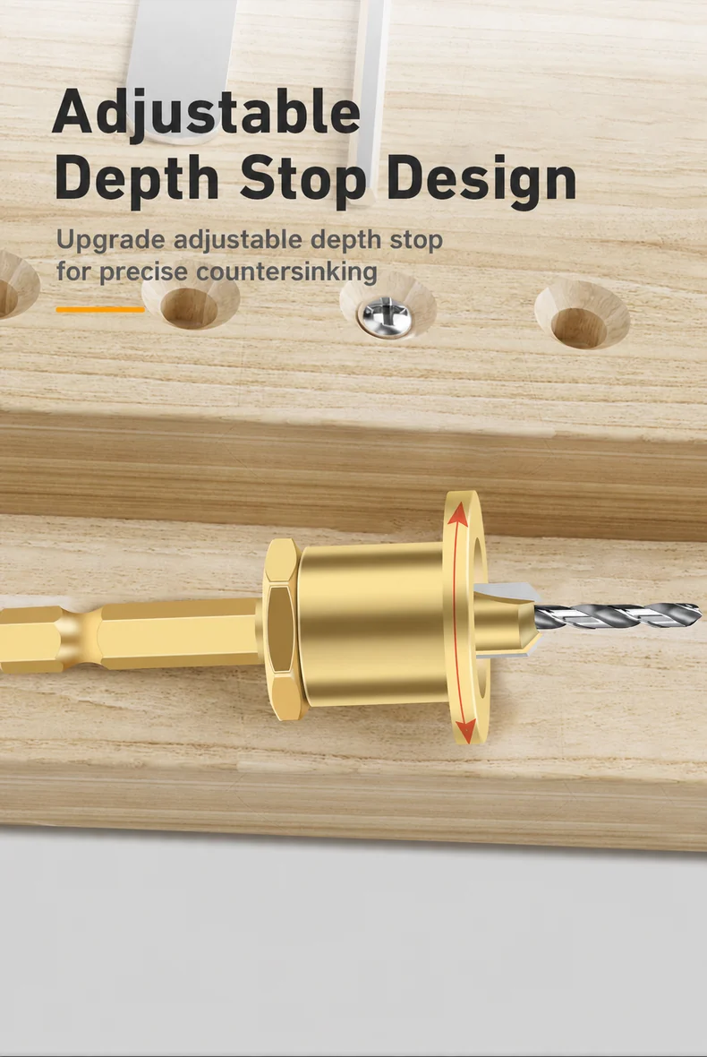 CUTQOR Adjustable Depth-Stop Countersink Drill Bits product detail