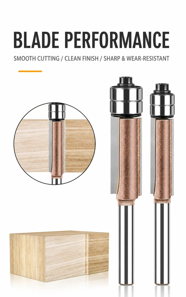 CUTQOR Professional Dual-Bearing Flush-Trim Router Bit Sets product detail