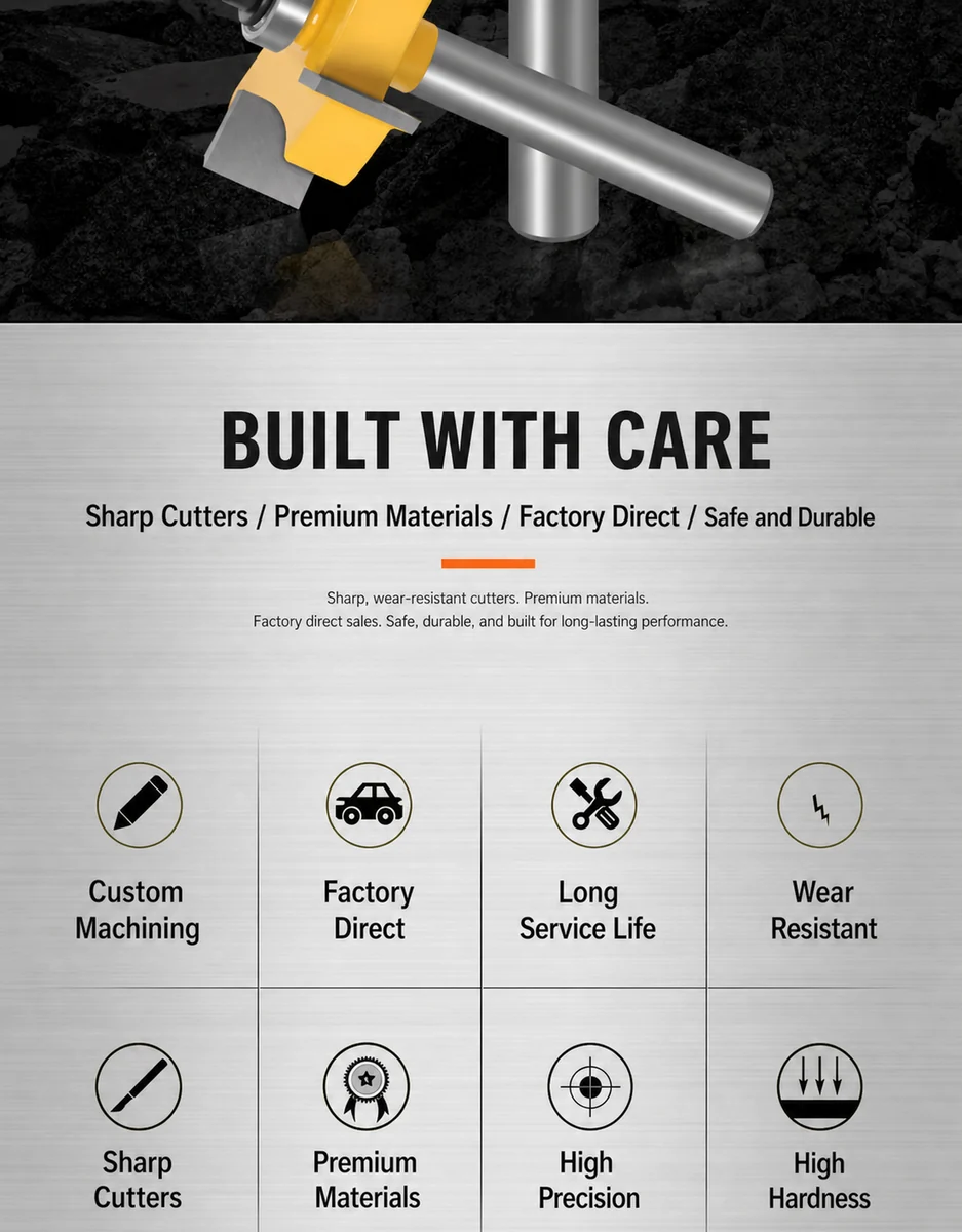CUTQOR Four-Flute Bearing T-Slot Router Bits product detail