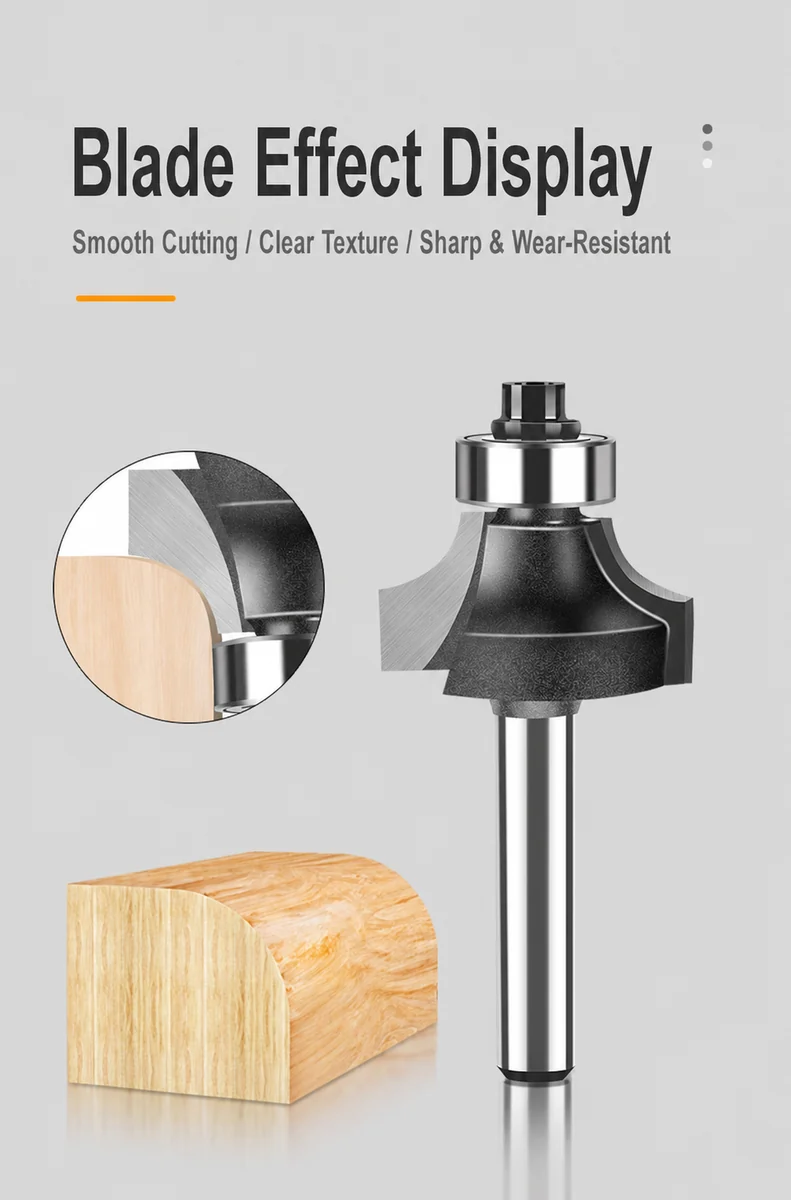 CUTQOR Standard Bearing Roundover Router Bits product detail