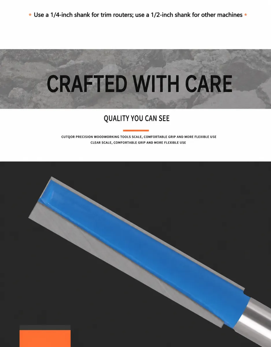 Bottom-cleaning router bit cutting-edge detail