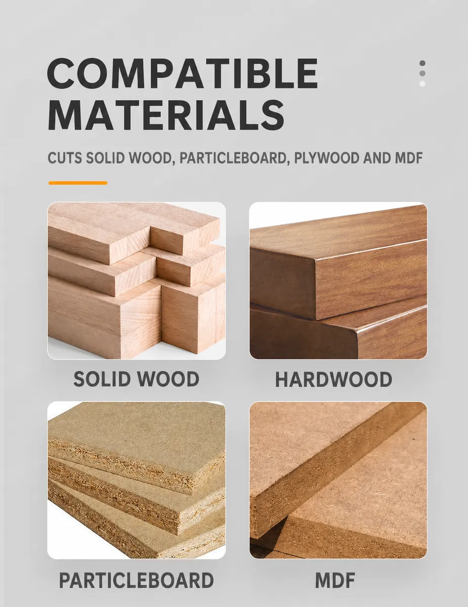 Compatible solid wood plywood MDF particleboard and panel materials
