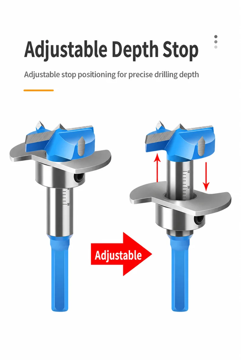 CUTQOR Adjustable Depth-Stop Hinge Boring Bits product detail