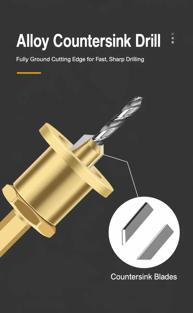 CUTQOR Adjustable Depth-Stop Countersink Drill Bits product detail