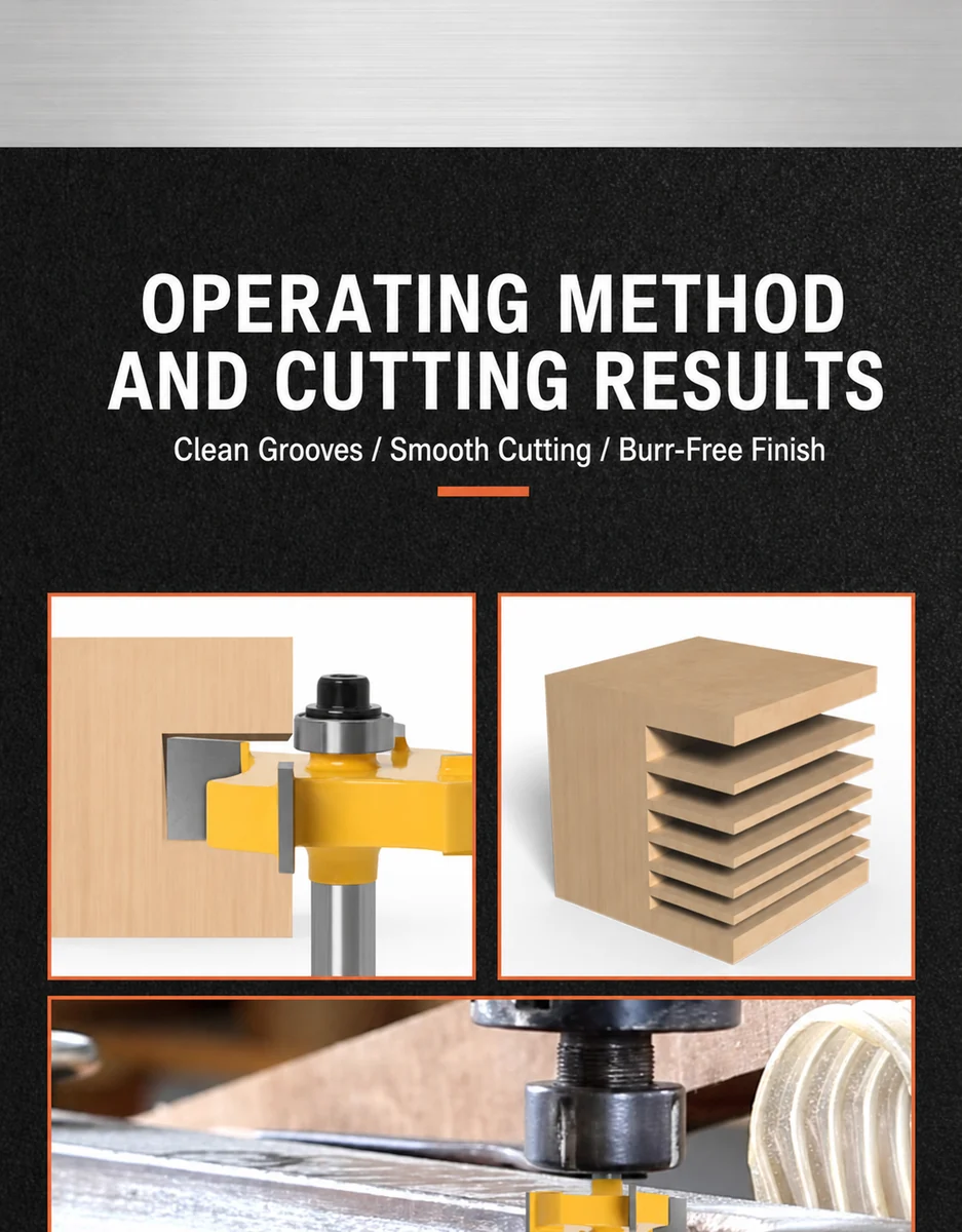 CUTQOR Four-Flute Bearing T-Slot Router Bits product detail