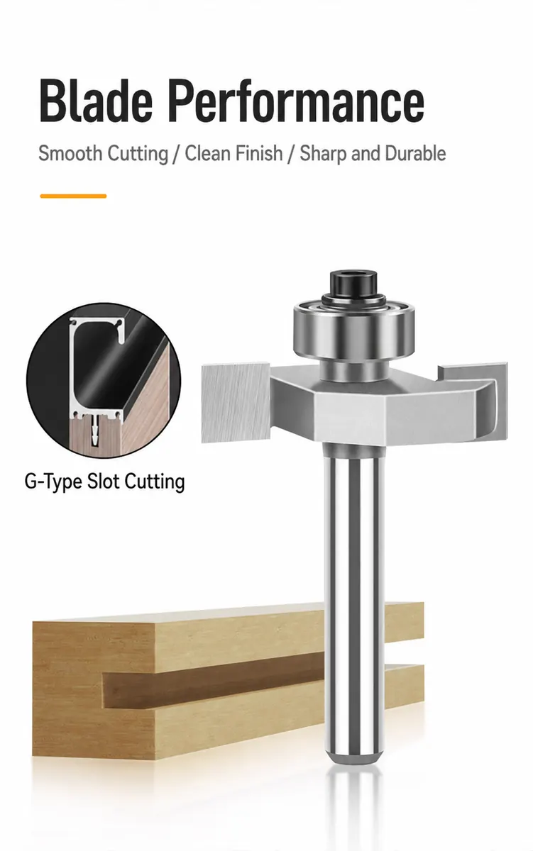 CUTQOR bearing-guided T-slot mortise and tenon router bit