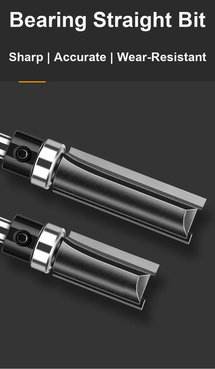 CUTQOR Bottom-Bearing Three-Flute Straight Router Bits product detail