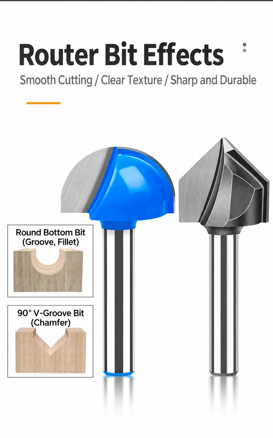 CUTQOR 1/4-Inch 90° V-Groove Router Bits localized English product image 10007-en.webp