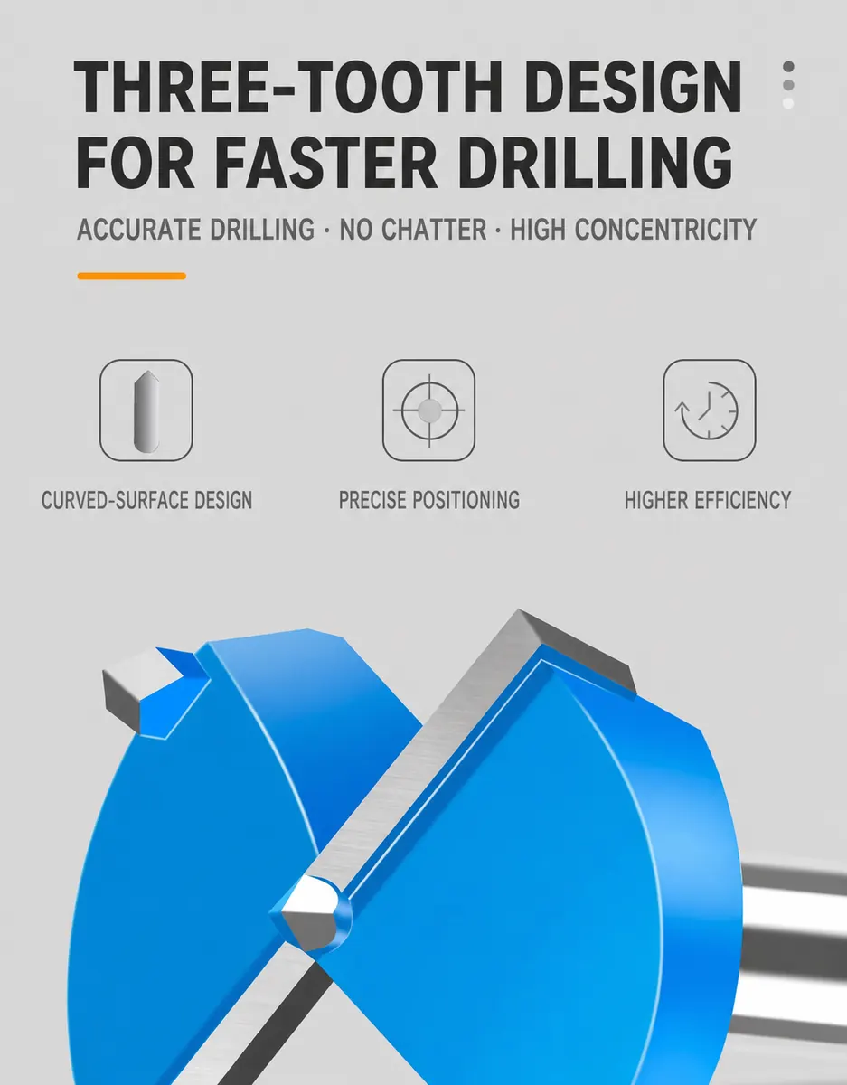 CUTQOR 6.35 mm hex-shank carbide wood hole cutter