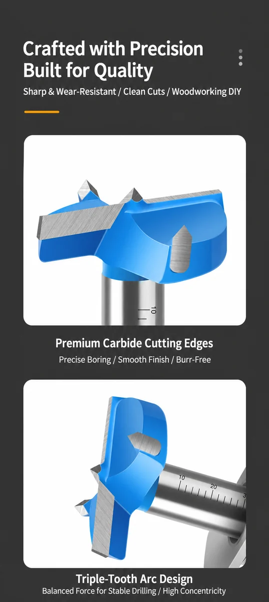 CUTQOR Adjustable Depth-Stop Hinge Boring Bits product detail