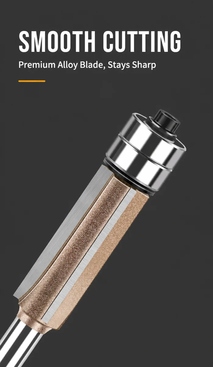 CUTQOR Three-Flute Dual-Bearing Flush-Trim Router Bits product detail